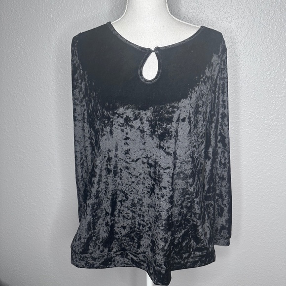 DG2 Diane Gilman Large Black Velvet top - Picture 1 of 9